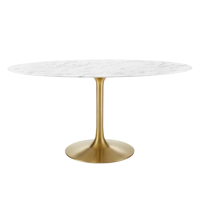Lippa 60" Oval Artificial Marble Dining Table by Modway