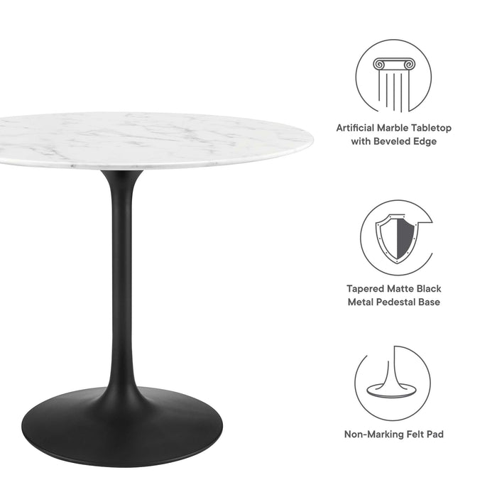 Lippa 36" Round Artificial Marble Dining Table by Modway