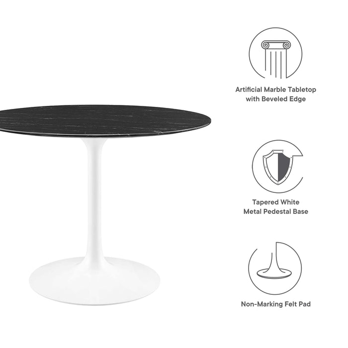Lippa 40" Round Artificial Marble Dining Table by Modway
