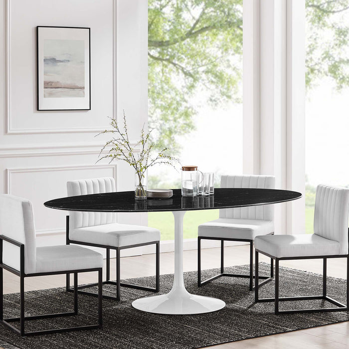 Lippa 78" Oval Artificial Marble Dining Table by Modway