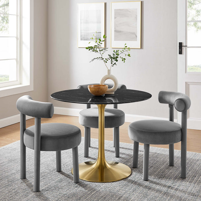 Lippa 40" Round Artificial Marble Dining Table by Modway