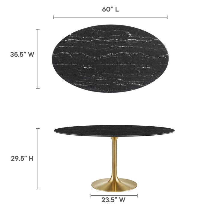 Lippa 60" Oval Artificial Marble Dining Table by Modway