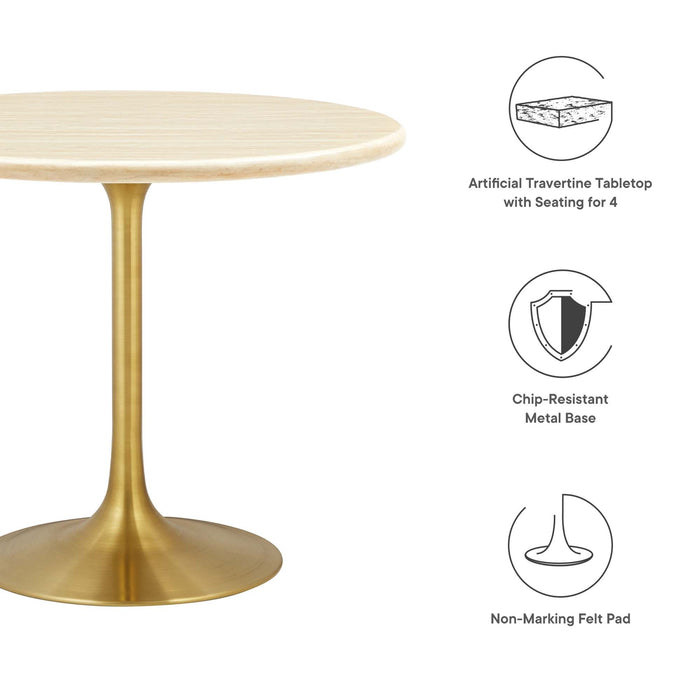 Lippa 36" Round Artificial Travertine Dining Table by Modway