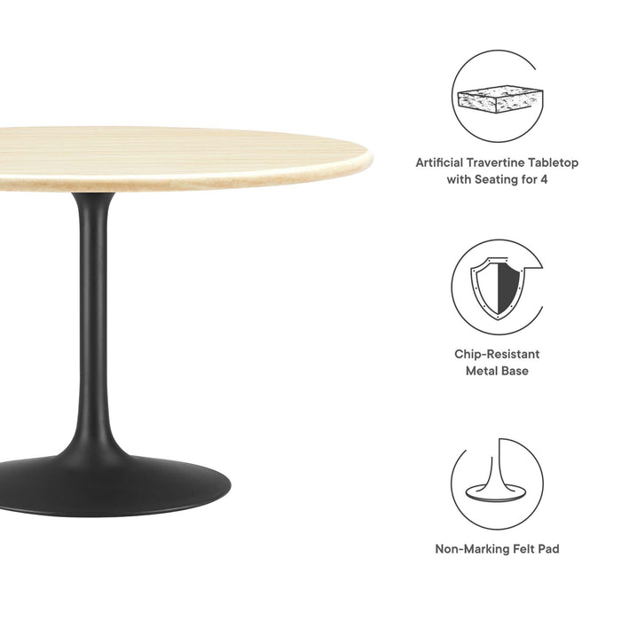Lippa 48" Round Artificial Travertine Dining Table by Modway