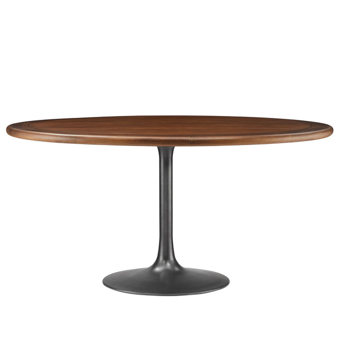 Lippa 60" Round Pedestal Solid Wood and Metal Dining Table by Modway