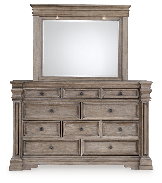 Blairhurst California King Panel Bed, Dresser, Mirror, Chest and Nightstand