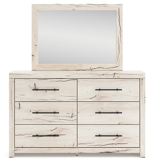Lawroy King Panel Headboard with Mirrored Dresser, Chest and Nightstand