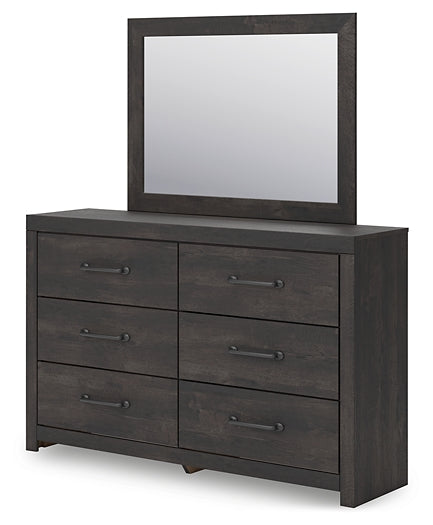 Hollivern Full Panel Bed with Storage, Dresser and Mirror