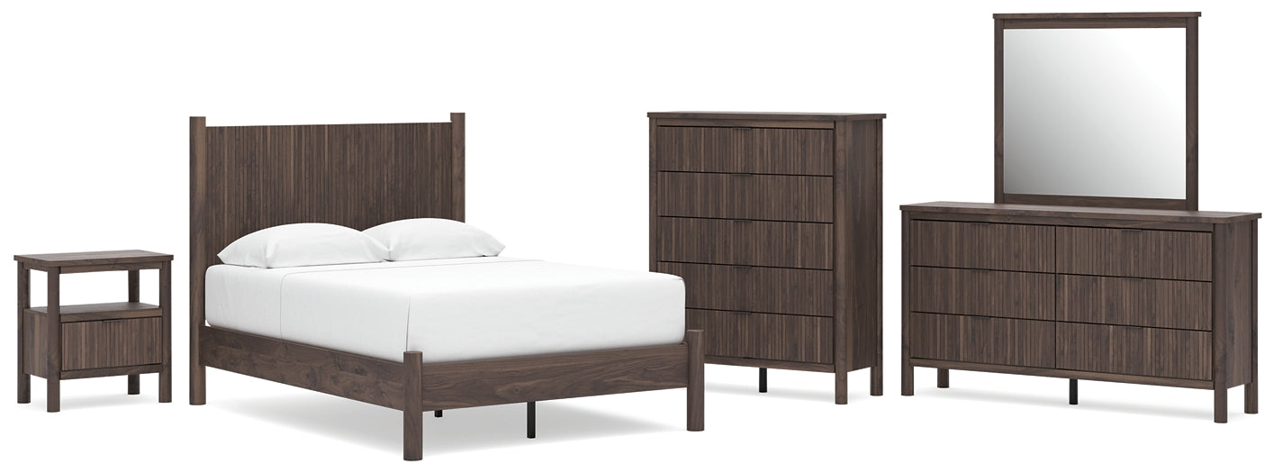 Pamytta Full Panel Platform Bed, Dresser, Mirror, Chest and Nightstand