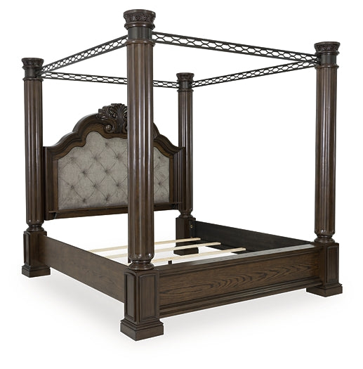 Maylee Queen Canopy Bed, Dresser and Mirror
