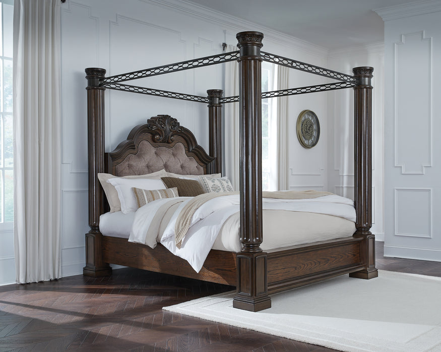 Maylee Queen Canopy Bed, Dresser and Mirror