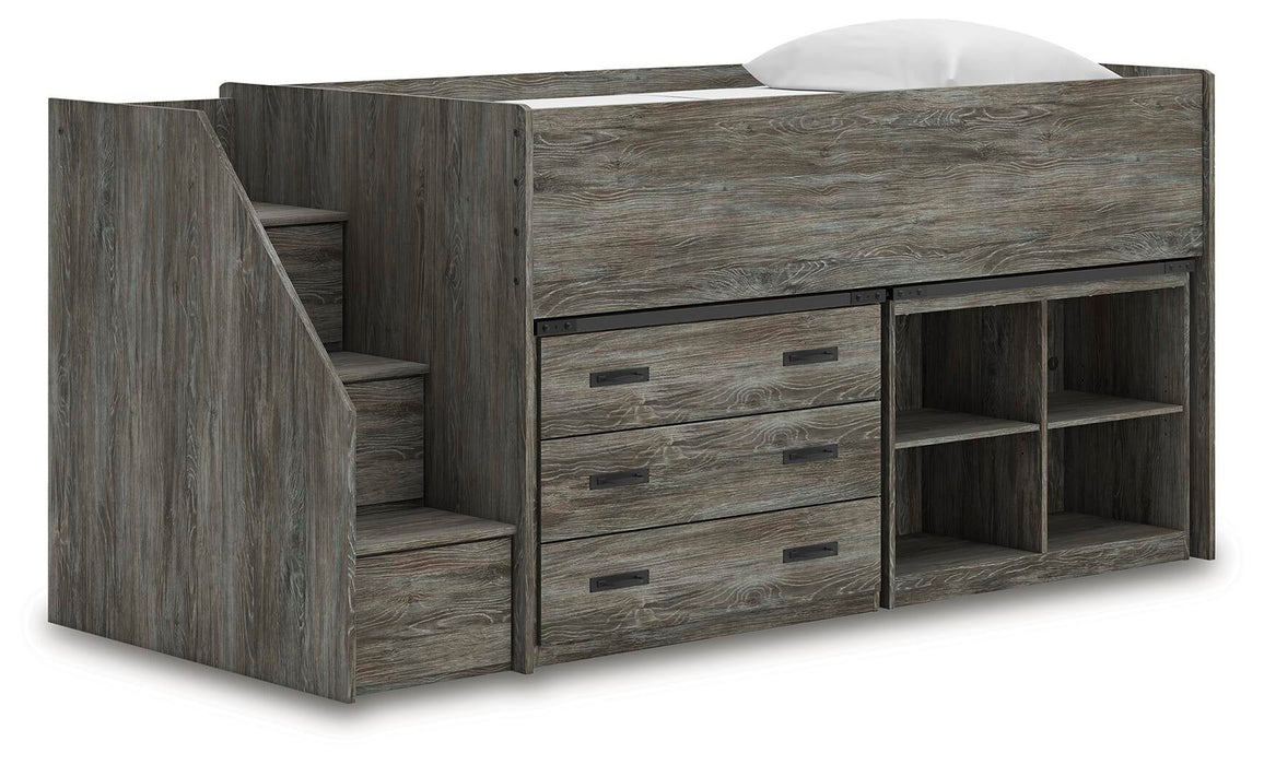 Frandern Twin Loft  Bed with Bookcase and Drawer Storage