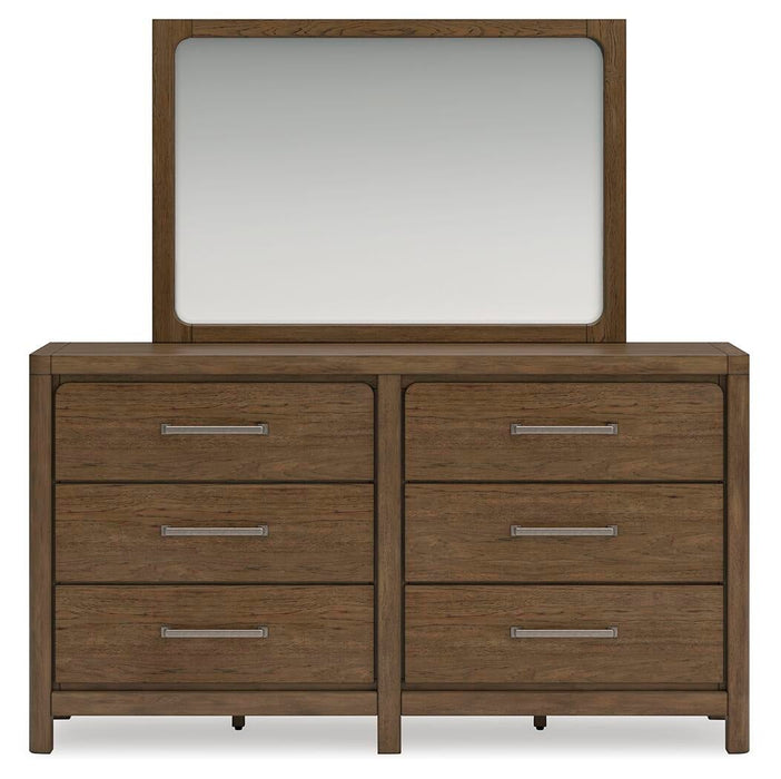 Cabalynn King Upholstered Bed with Mirrored Dresser and Nightstand