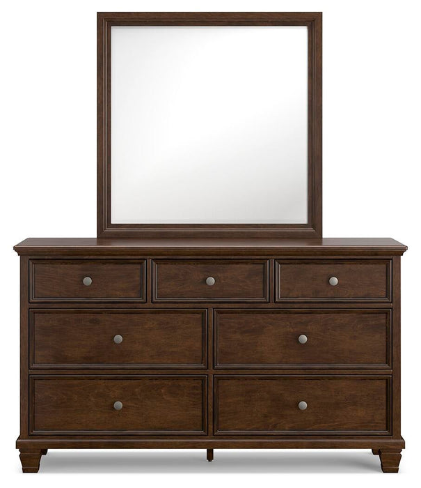 Danabrin California King Panel Bed with Mirrored Dresser
