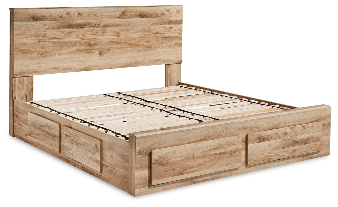 Hyanna Queen Panel Storage Bed with 2 Under Bed Storage Drawer, Dresser and Mirror