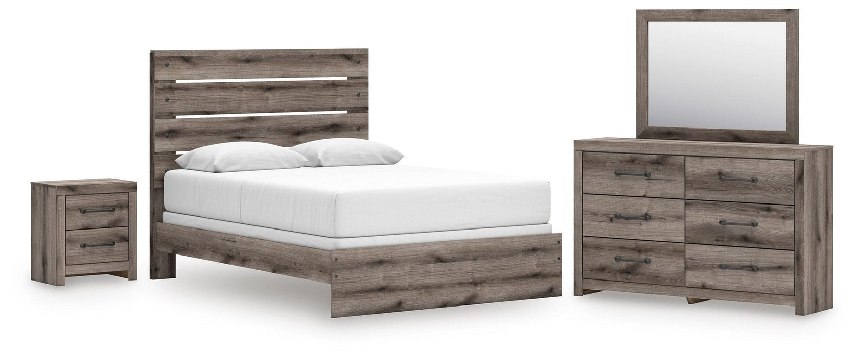 Graystorm Queen Panel Bed, Dresser, Mirror and Nightstand