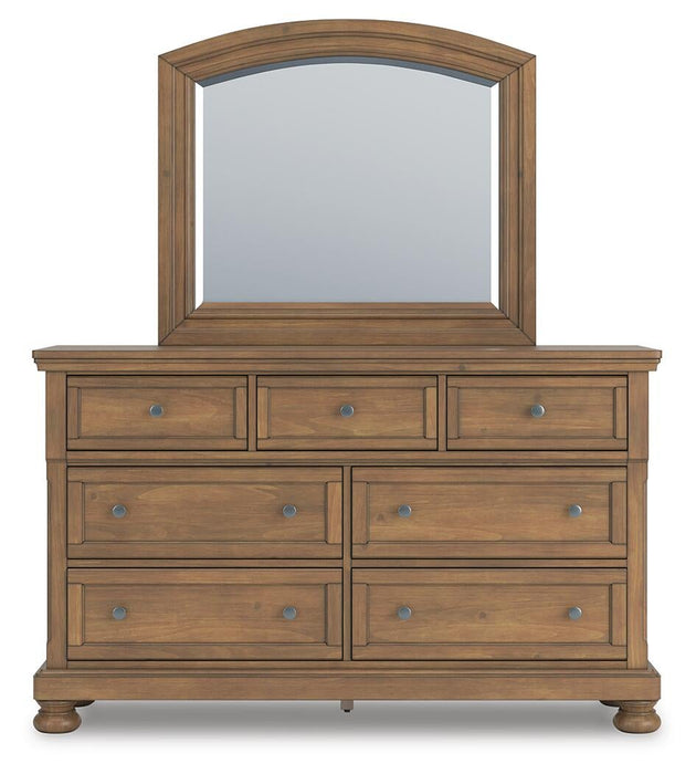 Feddinger California King Panel Bed with Mirrored Dresser