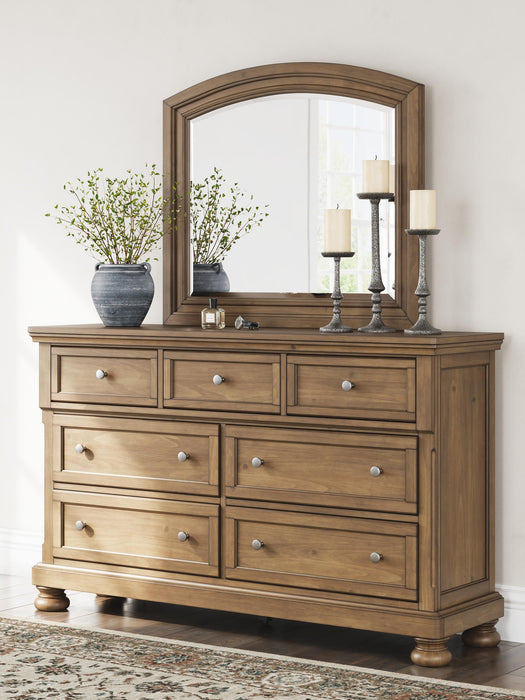 Feddinger California King Panel Bed with Mirrored Dresser