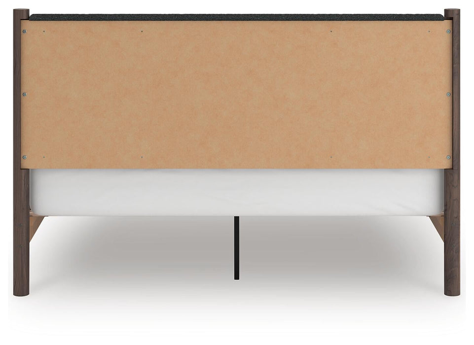 Pamytta King Upholstered Panel Platform Bed, Dresser and Mirror
