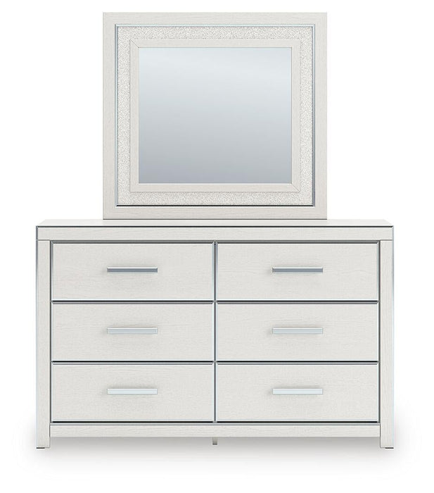 Zuraleus Queen Upholstered Panel Platform Bed, Dresser and Mirror