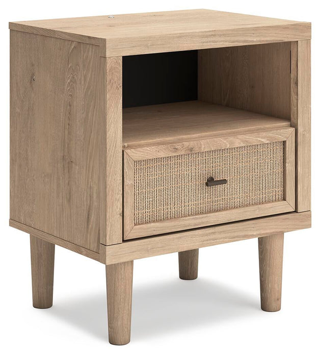 Cielden Queen Upholstered Bed with Roll Slats, Dresser, Mirror and Nightstand