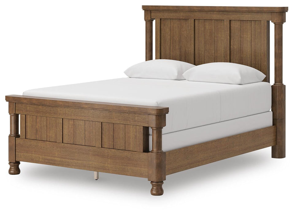 Rowlenstown Queen Poster Bed with Mirrored Dresser and Nightstand