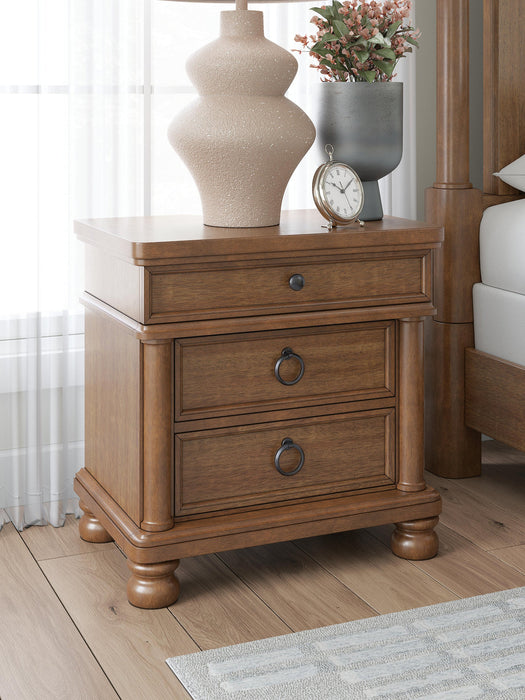 Rowlenstown Queen Poster Bed with Mirrored Dresser and Nightstand