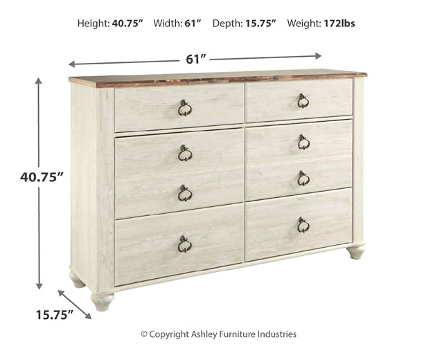 Willowton Six Drawer Dresser Factory Furniture Mattress & More - Online or In-Store at our Phillipsburg Location Serving Dayton, Eaton, and Greenville. Shop Now.