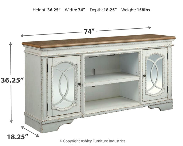 Realyn XL TV Stand w/Fireplace Option Factory Furniture Mattress & More - Online or In-Store at our Phillipsburg Location Serving Dayton, Eaton, and Greenville. Shop Now.