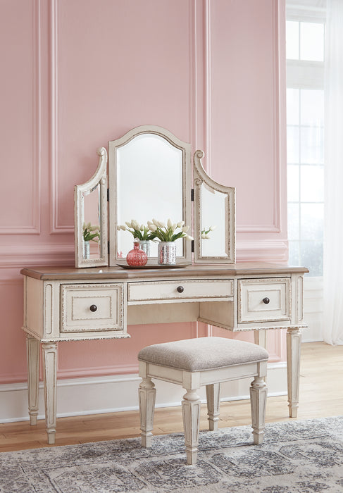Realyn Vanity/Mirror/Stool (3/CN) Factory Furniture Mattress & More - Online or In-Store at our Phillipsburg Location Serving Dayton, Eaton, and Greenville. Shop Now.