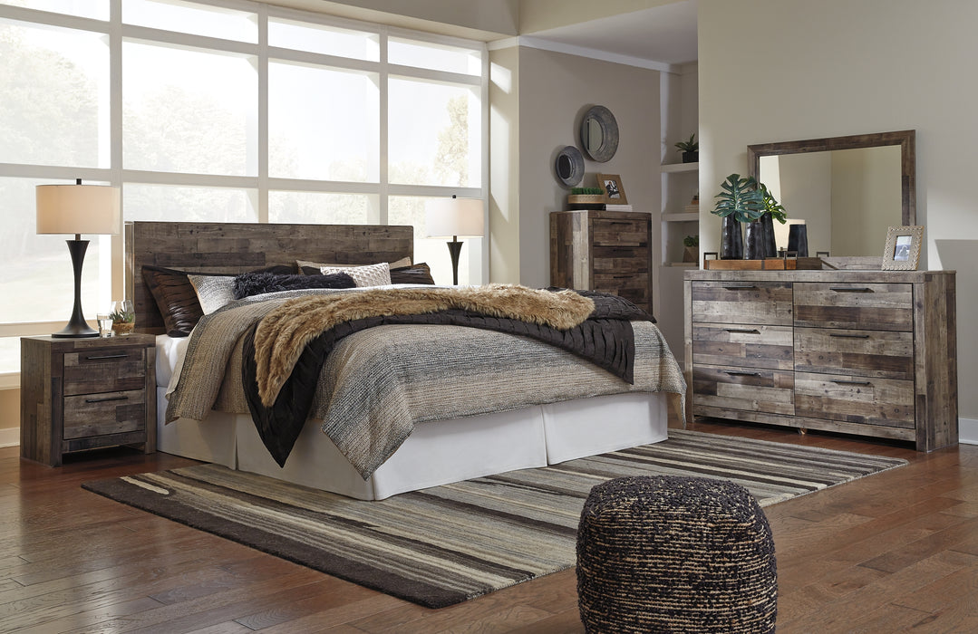 Derekson King Panel Headboard with Mirrored Dresser, Chest and 2 Nightstands Factory Furniture Mattress & More - Online or In-Store at our Phillipsburg Location Serving Dayton, Eaton, and Greenville. Shop Now.
