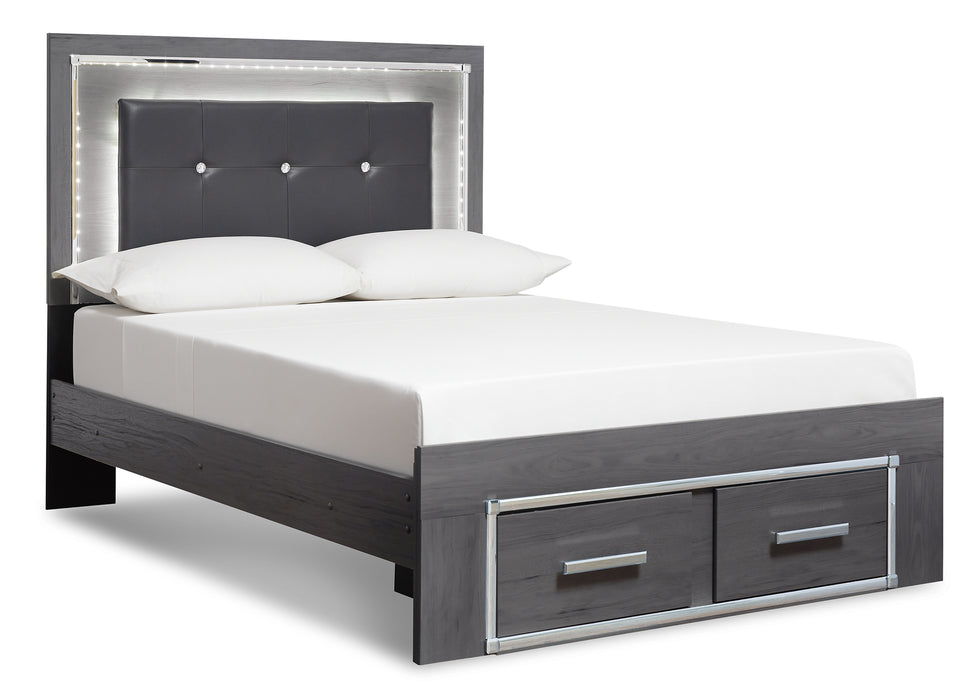 Lodanna Queen Panel Bed with 2 Storage Drawers with Mirrored Dresser and Chest Factory Furniture Mattress & More - Online or In-Store at our Phillipsburg Location Serving Dayton, Eaton, and Greenville. Shop Now.