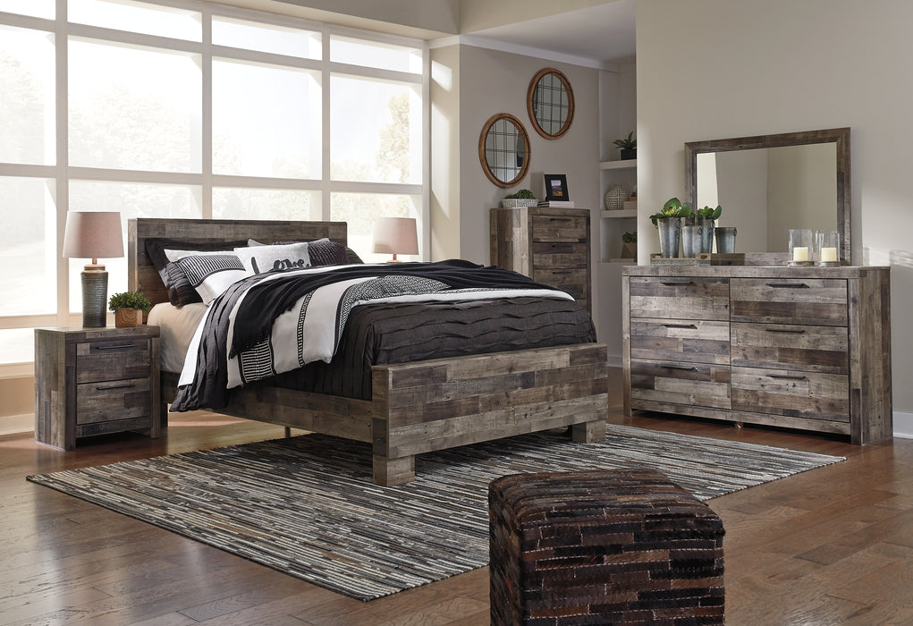 Derekson Queen Panel Bed with Mirrored Dresser, Chest and Nightstand Factory Furniture Mattress & More - Online or In-Store at our Phillipsburg Location Serving Dayton, Eaton, and Greenville. Shop Now.