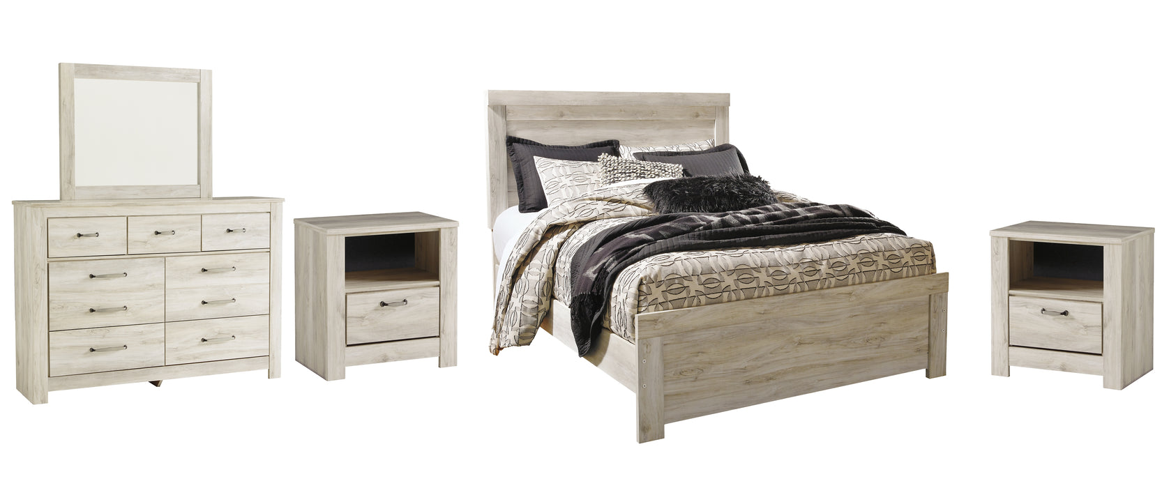 Bellaby Queen Panel Bed with Mirrored Dresser Factory Furniture Mattress & More - Online or In-Store at our Phillipsburg Location Serving Dayton, Eaton, and Greenville. Shop Now.