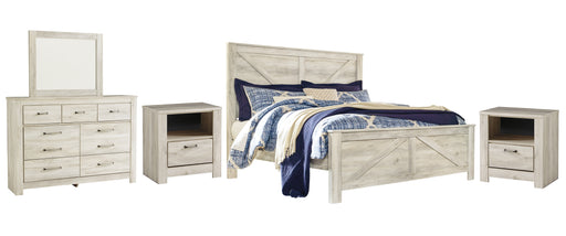 Bellaby Queen Crossbuck Panel Bed with Mirrored Dresser and 2 Nightstands Factory Furniture Mattress & More - Online or In-Store at our Phillipsburg Location Serving Dayton, Eaton, and Greenville. Shop Now.