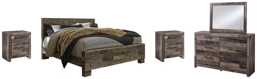 Derekson King Panel Bed with Mirrored Dresser and 2 Nightstands Factory Furniture Mattress & More - Online or In-Store at our Phillipsburg Location Serving Dayton, Eaton, and Greenville. Shop Now.
