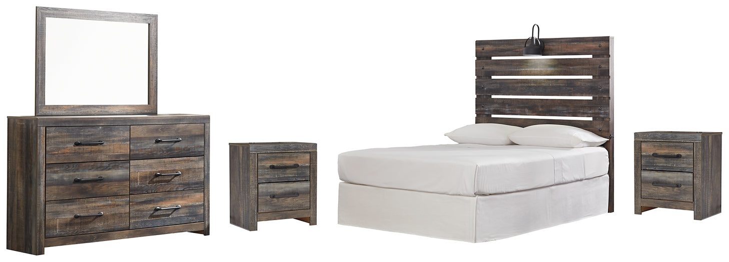 Drystan Full Panel Headboard with Mirrored Dresser and 2 Nightstands Factory Furniture Mattress & More - Online or In-Store at our Phillipsburg Location Serving Dayton, Eaton, and Greenville. Shop Now.