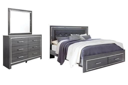 Lodanna King Panel Bed with 2 Storage Drawers with Mirrored Dresser Factory Furniture Mattress & More - Online or In-Store at our Phillipsburg Location Serving Dayton, Eaton, and Greenville. Shop Now.