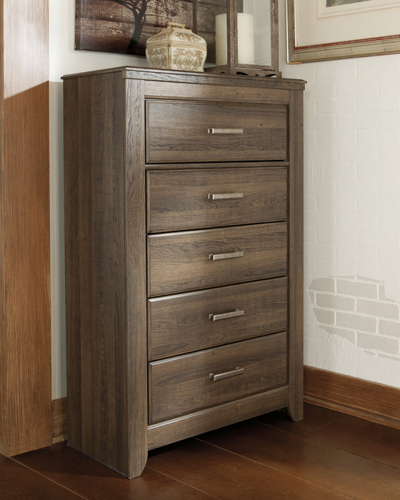 Juararo California King Panel Bed with Mirrored Dresser, Chest and Nightstand Factory Furniture Mattress & More - Online or In-Store at our Phillipsburg Location Serving Dayton, Eaton, and Greenville. Shop Now.