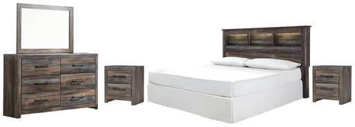 Drystan King/California King Bookcase Headboard with Mirrored Dresser and 2 Nightstands Factory Furniture Mattress & More - Online or In-Store at our Phillipsburg Location Serving Dayton, Eaton, and Greenville. Shop Now.