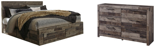 Derekson King Panel Bed with 4 Storage Drawers with Dresser Factory Furniture Mattress & More - Online or In-Store at our Phillipsburg Location Serving Dayton, Eaton, and Greenville. Shop Now.