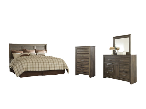 Juararo King/California King Panel Headboard with Mirrored Dresser and Chest Factory Furniture Mattress & More - Online or In-Store at our Phillipsburg Location Serving Dayton, Eaton, and Greenville. Shop Now.