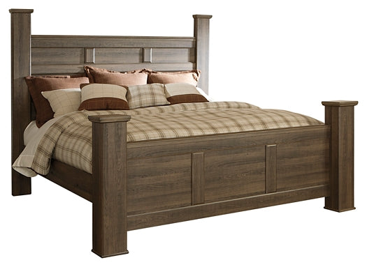 Juararo California King Poster Bed with Mirrored Dresser and 2 Nightstands Factory Furniture Mattress & More - Online or In-Store at our Phillipsburg Location Serving Dayton, Eaton, and Greenville. Shop Now.