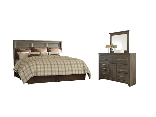 Juararo King/California King Panel Headboard with Mirrored Dresser Factory Furniture Mattress & More - Online or In-Store at our Phillipsburg Location Serving Dayton, Eaton, and Greenville. Shop Now.
