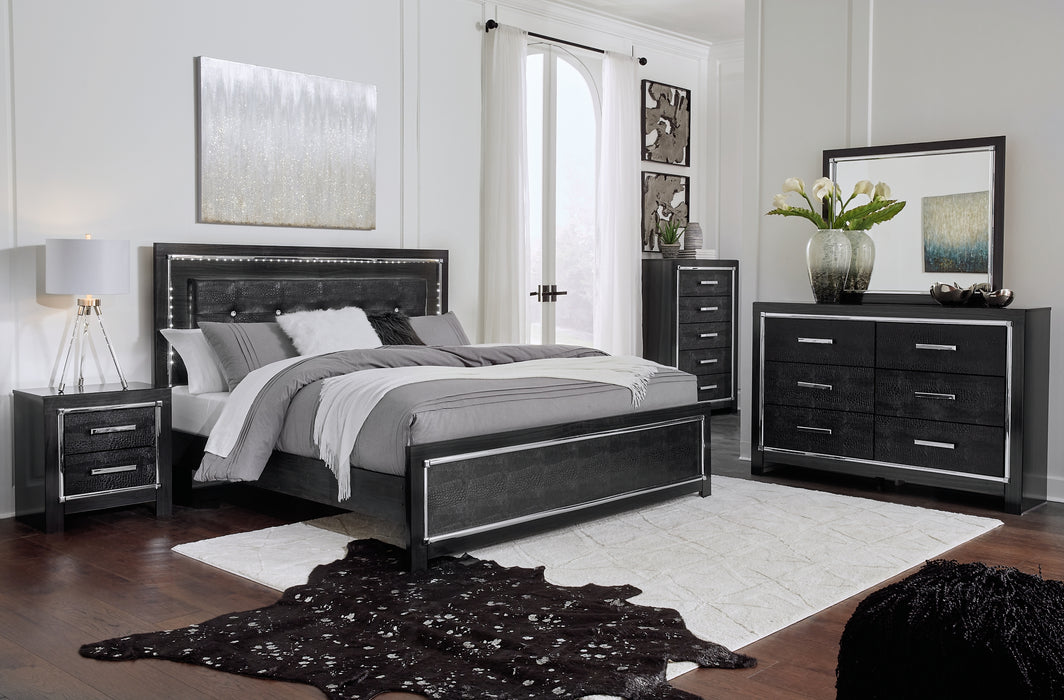 Kaydell King/California King Upholstered Panel Headboard with Mirrored Dresser and 2 Nightstands Factory Furniture Mattress & More - Online or In-Store at our Phillipsburg Location Serving Dayton, Eaton, and Greenville. Shop Now.