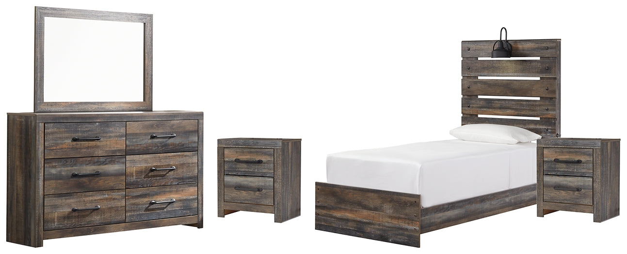 Drystan Twin Panel Bed with Mirrored Dresser and 2 Nightstands Factory Furniture Mattress & More - Online or In-Store at our Phillipsburg Location Serving Dayton, Eaton, and Greenville. Shop Now.