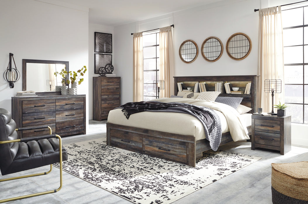 Drystan Queen Bookcase Bed with 2 Storage Drawers with Mirrored Dresser, Chest and 2 Nightstands Factory Furniture Mattress & More - Online or In-Store at our Phillipsburg Location Serving Dayton, Eaton, and Greenville. Shop Now.