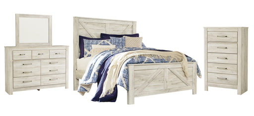 Bellaby Queen Crossbuck Panel Bed with Mirrored Dresser and Chest Factory Furniture Mattress & More - Online or In-Store at our Phillipsburg Location Serving Dayton, Eaton, and Greenville. Shop Now.