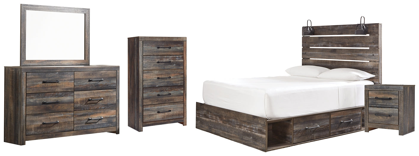 Drystan Queen Panel Bed with 4 Storage Drawers with Mirrored Dresser, Chest and Nightstand Factory Furniture Mattress & More - Online or In-Store at our Phillipsburg Location Serving Dayton, Eaton, and Greenville. Shop Now.