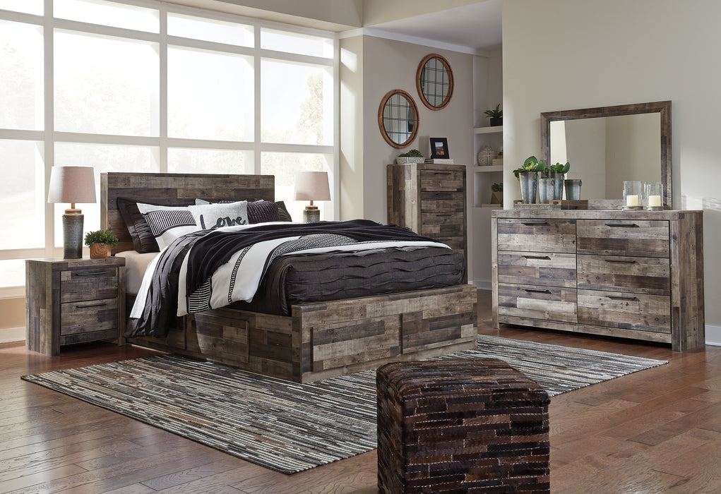 Derekson Queen Panel Bed with 6 Storage Drawers with Mirrored Dresser, Chest and 2 Nightstands Factory Furniture Mattress & More - Online or In-Store at our Phillipsburg Location Serving Dayton, Eaton, and Greenville. Shop Now.